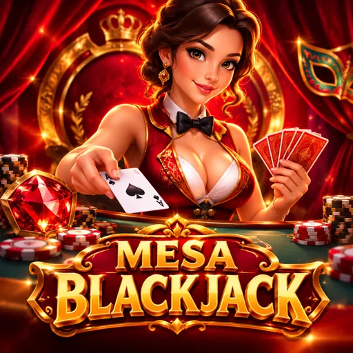 Cartão da mesa de Blackjack Ao Vivo com cartas distribuídas no feltro verde